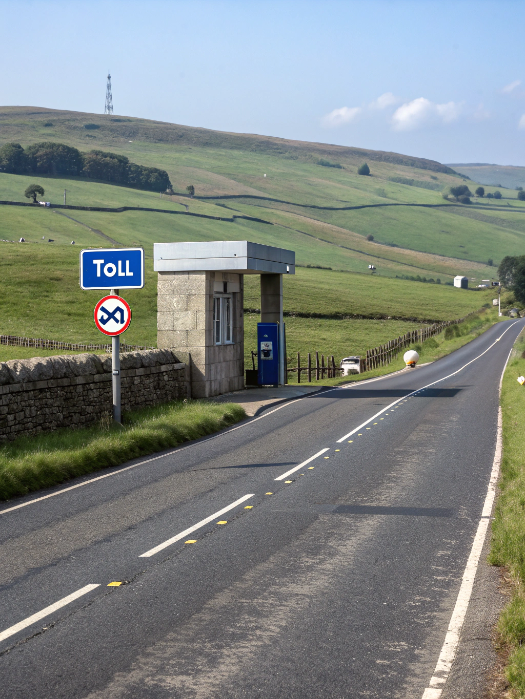 Stylized toll booth illustration